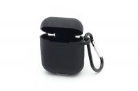 Чехол-кейс для наушников AirPods Pod Pocket силиконовый с карабином черный (008)