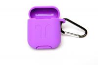 Чехол-кейс для наушников AirPods Pod Pocket силиконовый с карабином (13) пурпурный