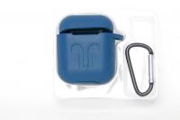 Чехол-кейс для наушников AirPods Pod Pocket силиконовый с карабином (11) темно-синий
