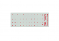 Наклейка на клавиатуру для ноутбука.Русский шрифт (красный) на прозрачной подложке