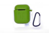 Чехол-кейс для наушников AirPods Pod Pocket силиконовый с карабином (05) зеленый