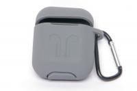 Чехол-кейс для наушников AirPods Pod Pocket силиконовый с карабином (08) серый