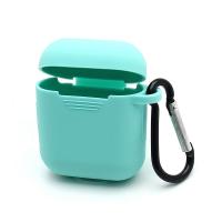 Чехол-кейс для наушников AirPods Pod Pocket силиконовый с карабином (02) бирюзовый