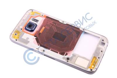 АКЦИЯ! Панель корпуса задняя (средняя часть) для Samsung G920 Galaxy S6 в сборе с антеннами и полифо