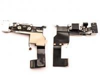 Шлейф для iPhone 5S (белый) с разъемом для зарядки+handsfree+микрофон