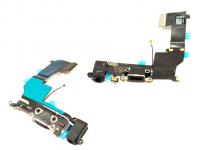 Шлейф для iPhone 5S (черный) с разъемом для зарядки+handsfree+микрофон