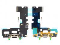 Шлейф для iPhone 7 (черный) c разъемом для зарядки/гарнитуры и микрофоном