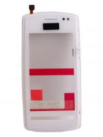 АКЦИЯ! Тачскрин (сенсор) для Nokia 600, белый, в сборе с передней панелью и динамиком, HQ