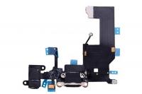 Шлейф для iphone 5 с разъемом зарядки (системным), разъемом гарнитуры и микрофоном (821-1417), черны