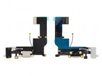 Шлейф для iPhone SE (белый) с разъемом для зарядки+handsfree+микрофон