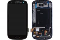 Дисплей для Samsung i9300 Galaxy S3 модуль с тачскрином в рамке черный (ориг. матрица)