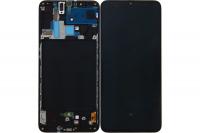 Дисплей для Samsung A705F Galaxy A70 в рамке модуль с тачскрином черный оригинал АСЦ
