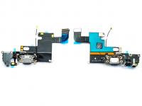 Шлейф для iPhone 6 (серый) с разъемом для зарядки и аудио разъемом