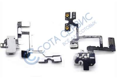 Шлейф для iphone 4 с разъемом гарнитуры, кнопками громкости и MUTE 821-1033, белый