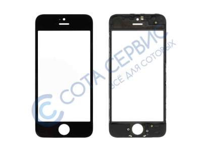 Стекло для Apple iPhone 5/5C/5S, черное, AA