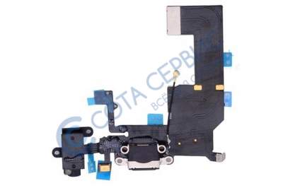 Шлейф для iphone 5c с разъемом зарядки (системным), разъемом гарнитуры и микрофоном 821-1705, черный