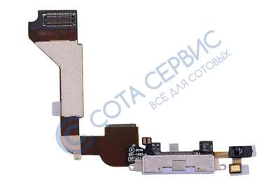 Шлейф для iphone 4 с разъемом зарядки (системным) и микрофоном 821-1093 821-1281, белый