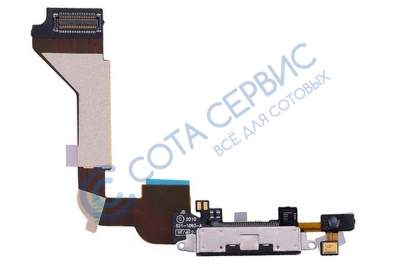 Шлейф для iphone 4 с разъемом зарядки (системным) и микрофоном 821-1093 821-1281, черный